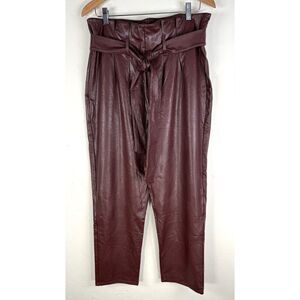 Commando Faux Leather Burgundy Oxblood Paperbag Pants Womens Size Large
